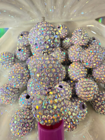 R13- (10PCS) 16mm Lavender AB Pave-rhinestones with Polymer Clay Core Beads for DIY