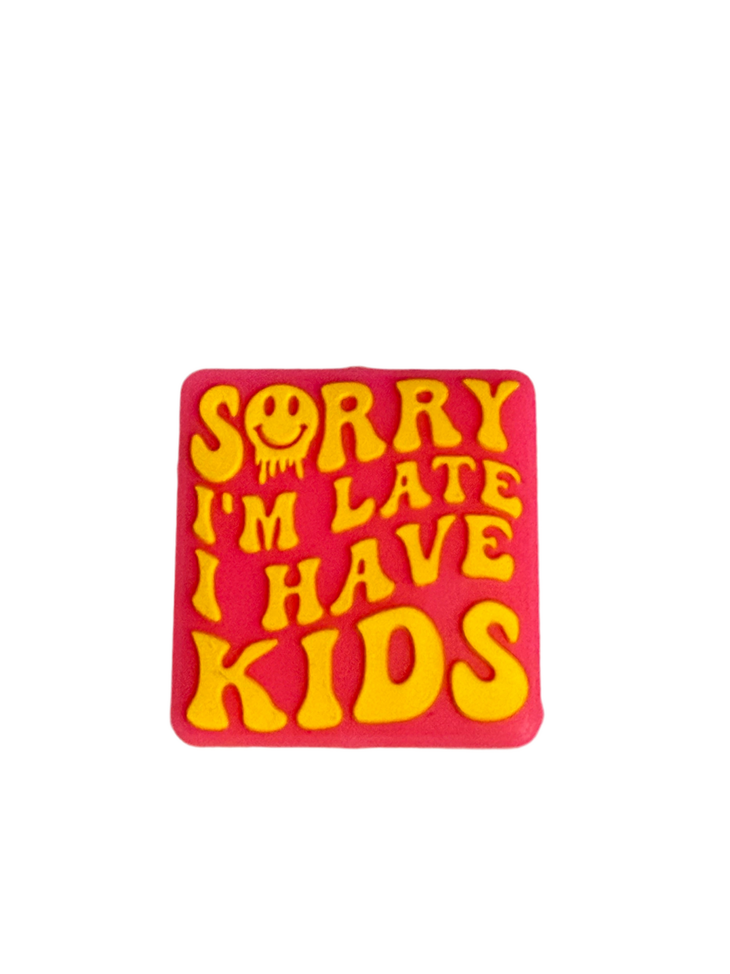 F/Q50 (1)PC 1" Sorry I'm Late I Have Kids W/Smiley Face Focal Bead for DIY Keychains, Wristlets, Cup Charms, Car Charms ETC