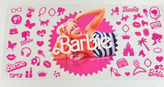 C605- (1PC) BARBIE 16OZ UV DTF Transfer Wrap/Sticker for Cup/Tumbler
