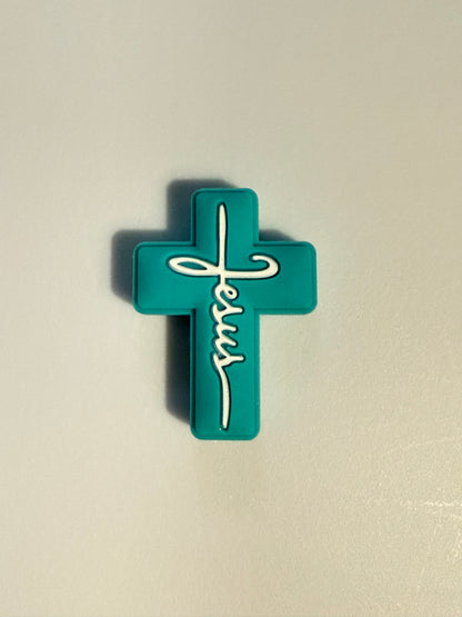F/R17- (1)PC 1.2" Choose your color- Jesus Cross Focal Bead for DIY Keychains, Wristlets, Cup Charms, Car Charms ETC
