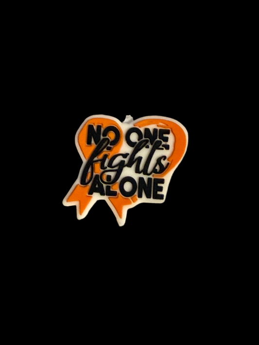 F/DX 10 (1)PC 1.1" NO ONE Fights ALONE W/Orange Ribbon/Heart Focal Bead for DIY Keychains, Wristlets, Cup Charms, Car Charms ETC