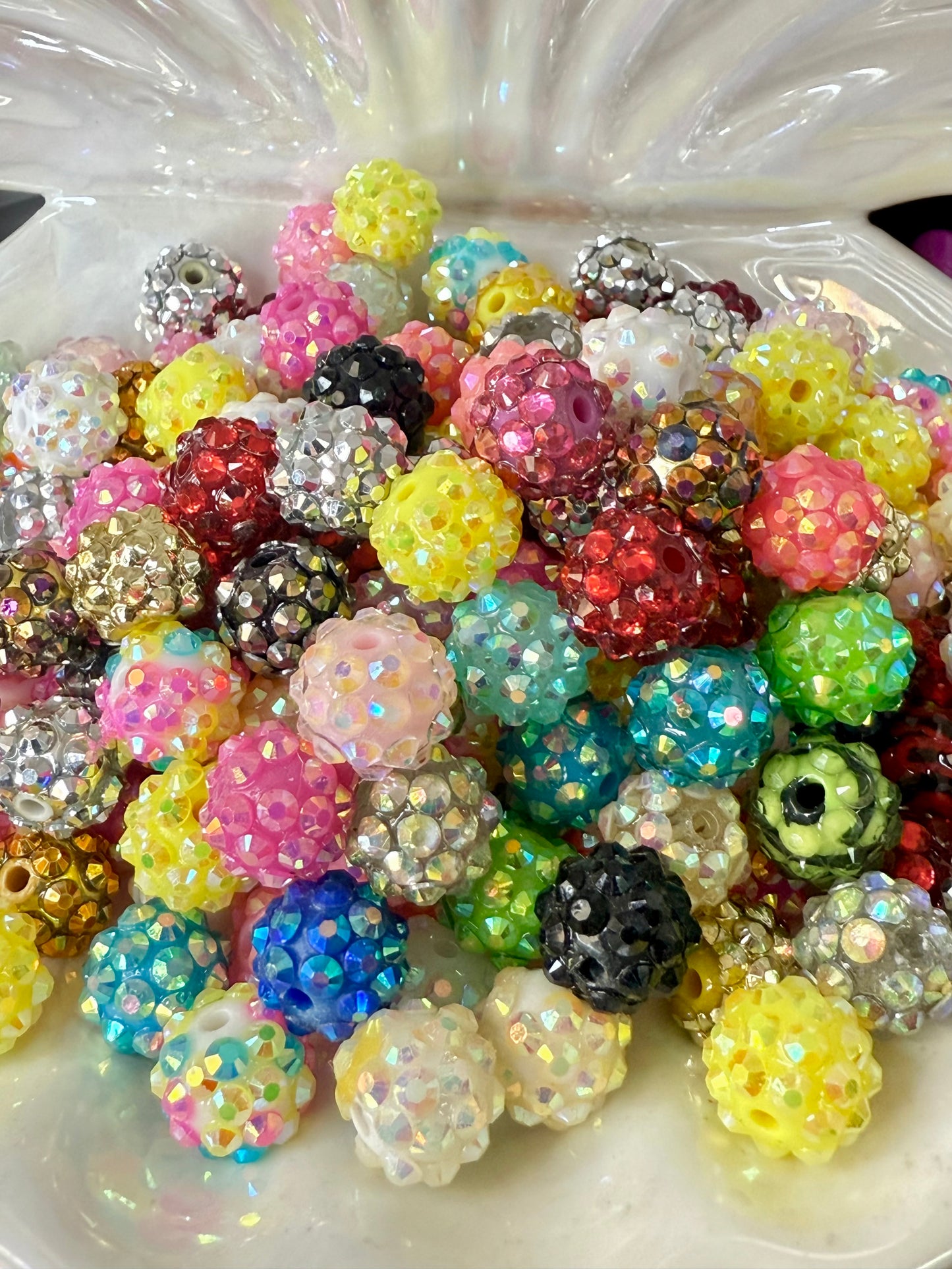 R20- (10PCS) 12mm Mixed Color Bubblegum Acrylic AB RHINESTONE Beads for DIY