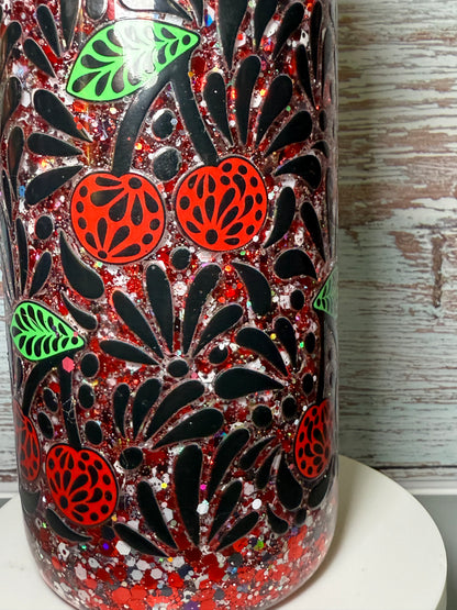 (1)- Ready To Ship CHERRY Design 16OZ ACRYLIC Snow Globe Tumbler