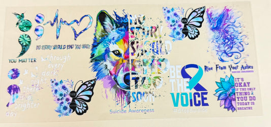 C522- (1PC) AWARENESS 16OZ UV DTF Transfer Wrap/Sticker for Cup/Tumbler