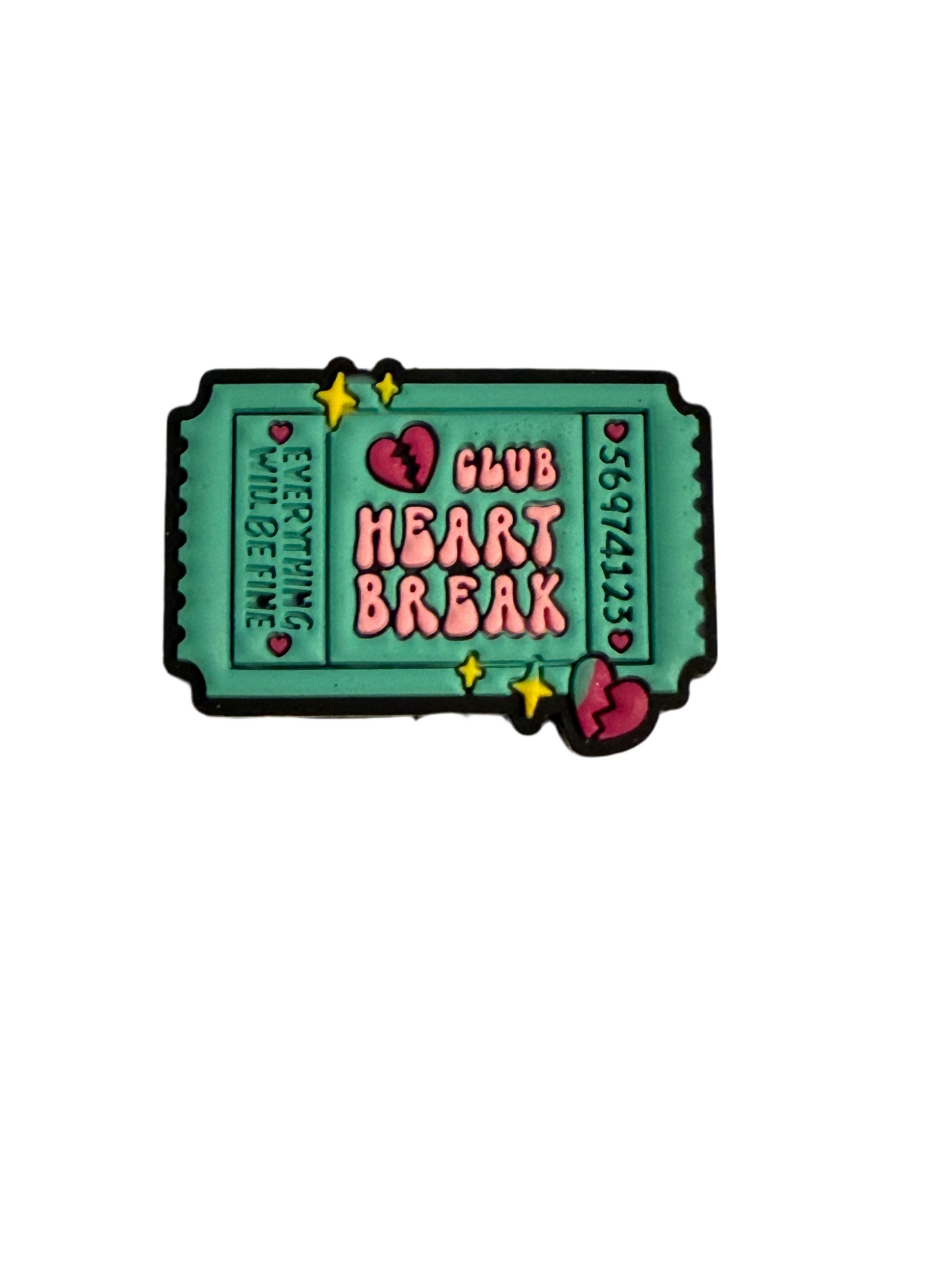 F/Q24- (1)PC 1.2" Club Heartbreak Ticket/Everything will be fine Focal Bead for DIY Keychains, Wristlets, Cup Charms, Car Charms ETC