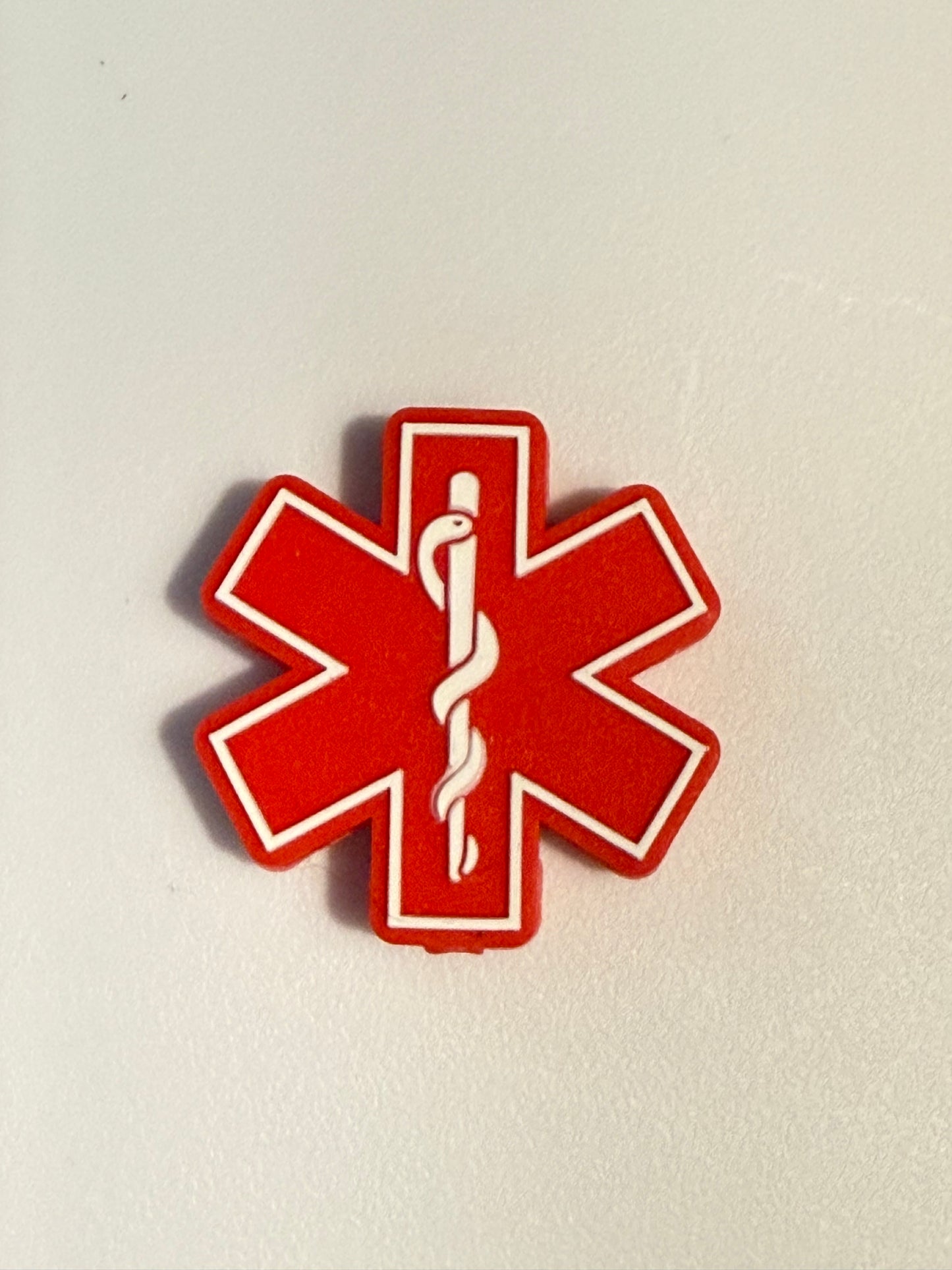 F/C24- (1)PC 1" Choose Your Color- Red/Black/Blue Medical Star Of Life/EMS Focal Bead for DIY Keychains, Wristlets, Cup Charms, Car Charms ETC