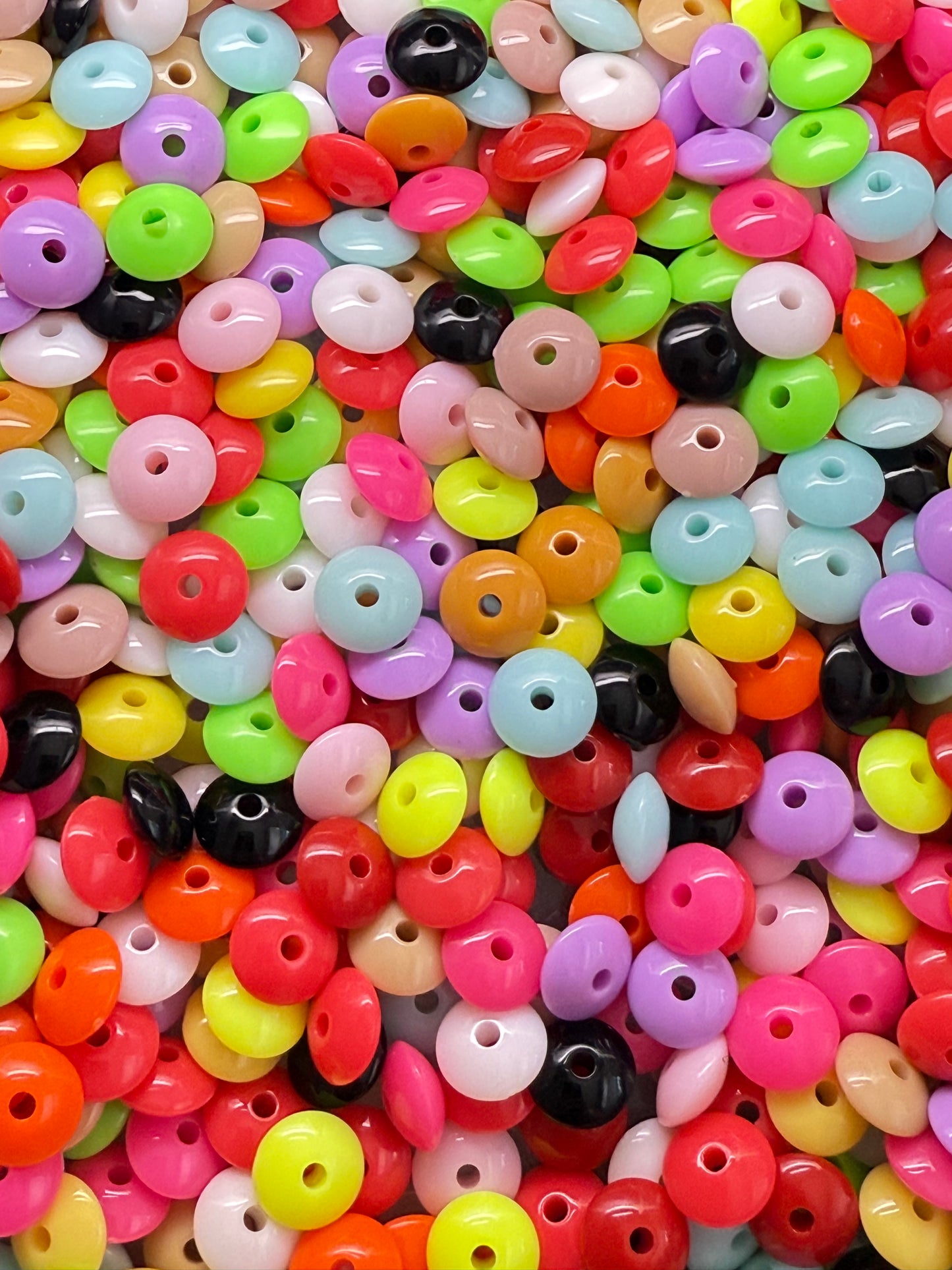 R89-(20PCS) 10mm Multi Color/Bright/Lentils/Spacer/Wheel Plastic Beads for DIY
