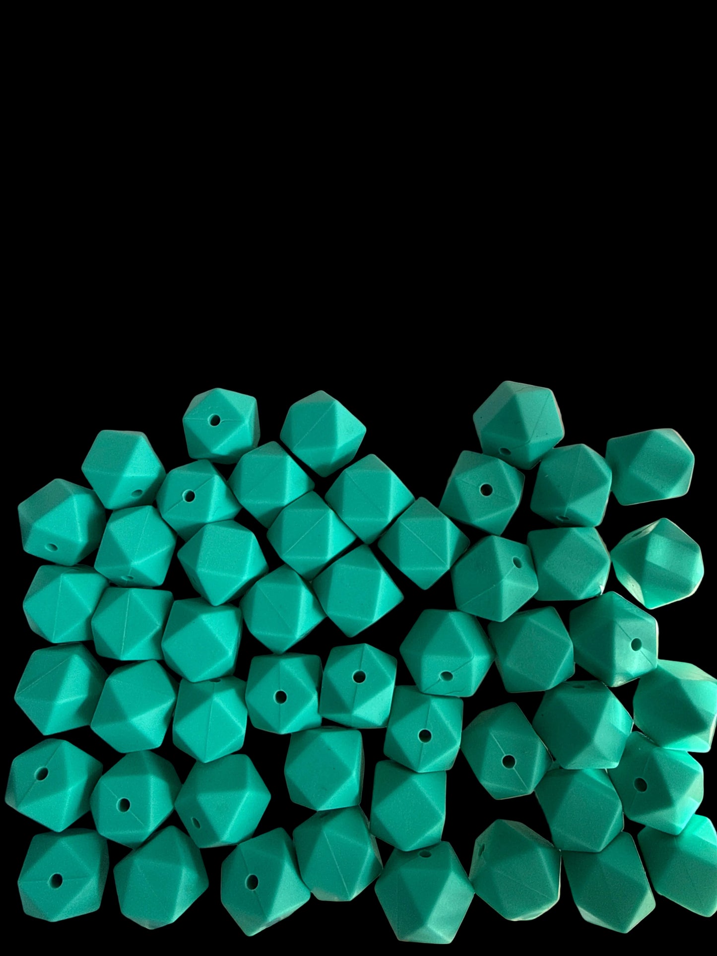 SILB23- (10PCS) 18mm Hexagon TEAL Color SILICONE beads for DIY