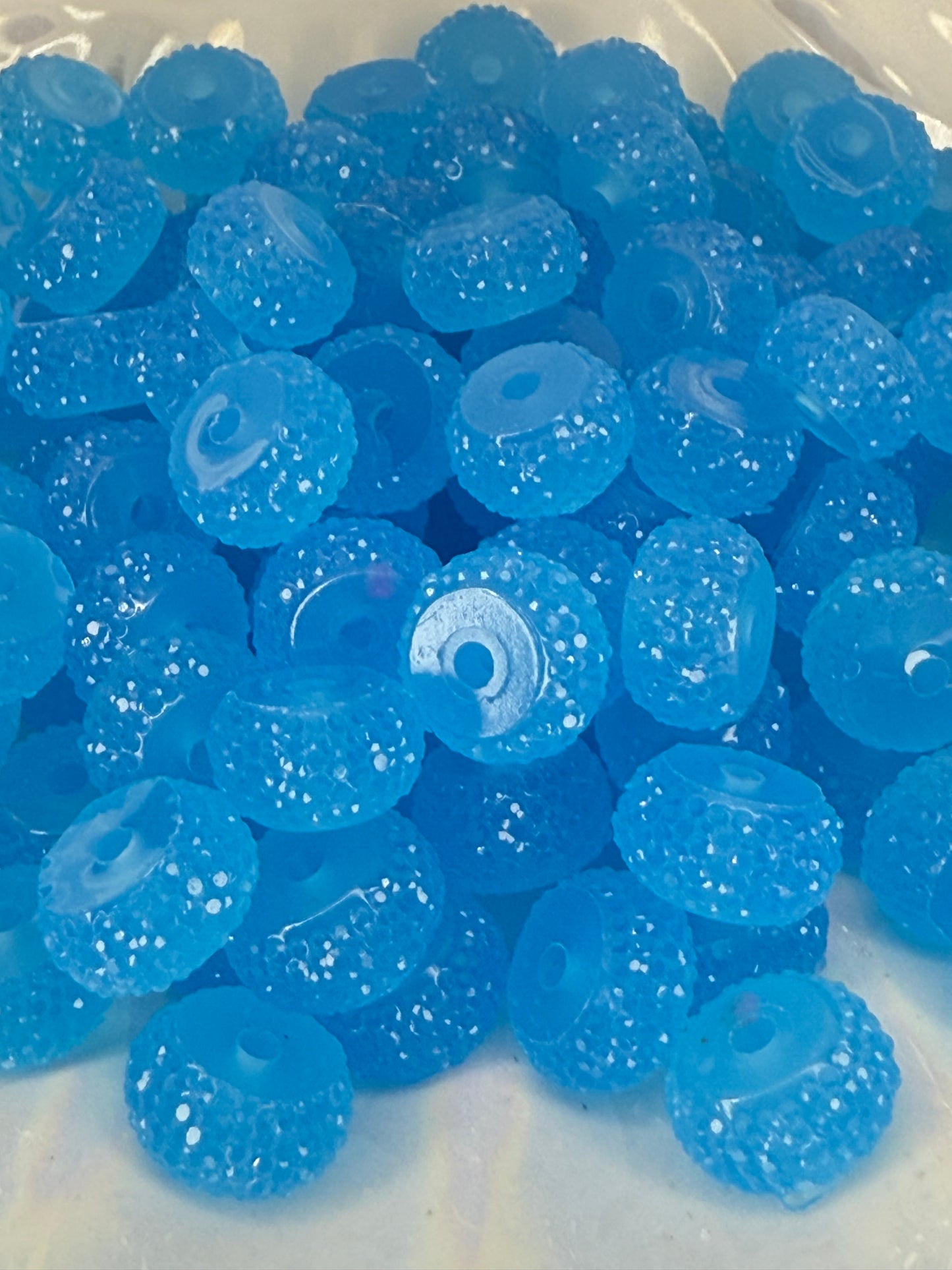 R57- (10PCS) 12mm NEON BLUE Round Rondelle Style Spacer Plastic/Acrylic Beads for DIY