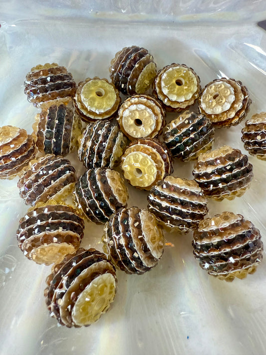 R17- BROWN (5PCS) 18mm Striped Clear Jelly Bubblegum Acrylic RHINESTONE Beads for DIY