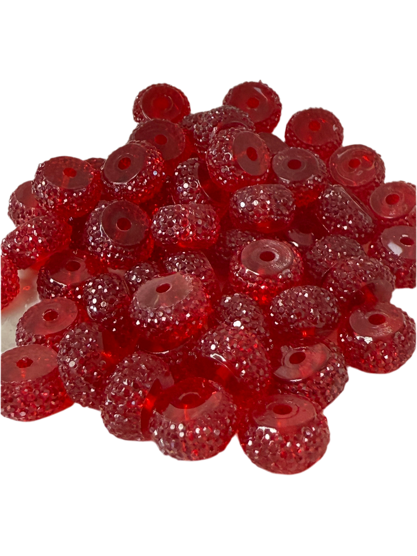 R71-(10PCS) 12mm JELLY CLEAR BURGUNDY Round Rondelle Style Spacer Plastic/Acrylic Beads for DIY