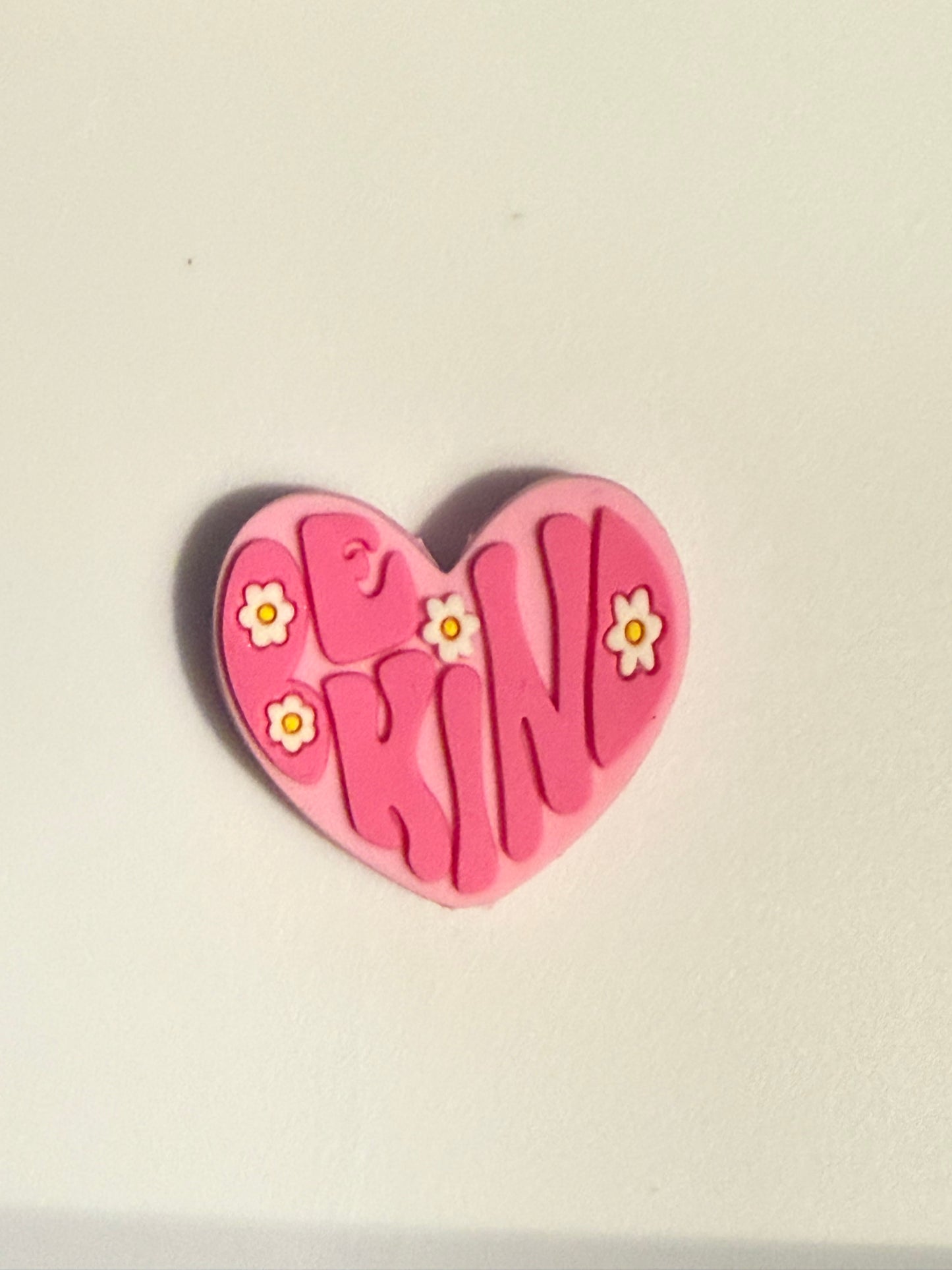 F/Q87 (1)PC 1.1" Choose your color- BE KIND Heart W/Flowers Focal Bead for DIY Keychains, Wristlets, Cup Charms, Car Charms ETC