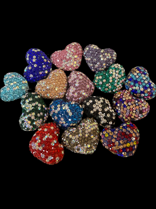 R47- (1PC) CHOOSE YOUR AB COLOR- High Quality 24mm HEART Pave-rhinestones with Polymer Clay Core Beads for DIY