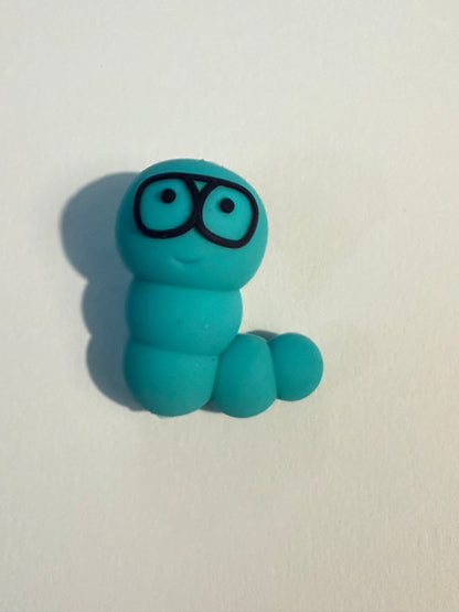 F/A46- (1)PC Choose your color- 1.2" 3D Bookworm/Caterpillar Focal Bead for DIY Keychains, Wristlets, Cup Charms, Car Charms ETC