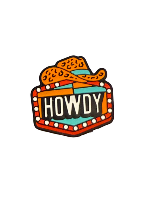 F/C13- (1)PC 1.1" HOWDY W/Leopard Print Cowboy Hat Focal Bead for DIY Keychains, Wristlets, Cup Charms, Car Charms ETC