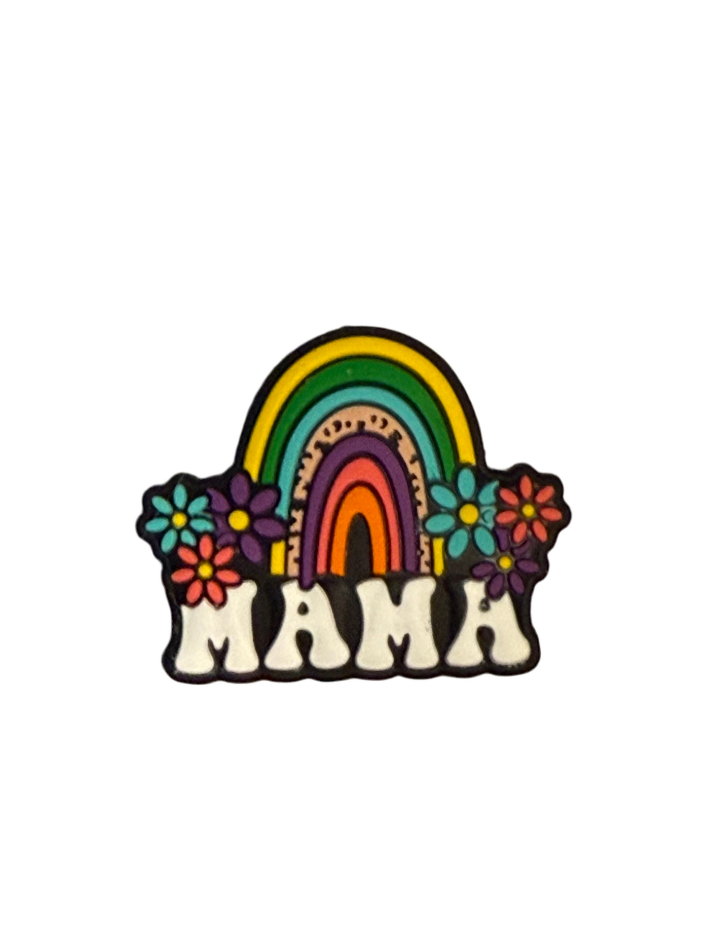 F/M5- (1)PC 1.3" MAMA W/ Colorful Rainbow/Flowers Focal Bead for DIY Keychains, Wristlets, Cup Charms, Car Charms ETC