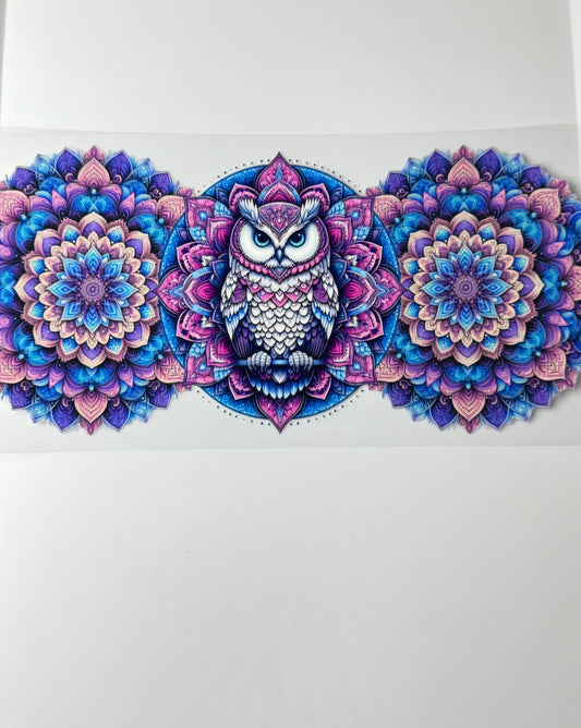 C58- Bright colorful Mandala Flowers, and OWL 16OZ UV DTF Transfer Wrap/Sticker for Cup/Tumbler