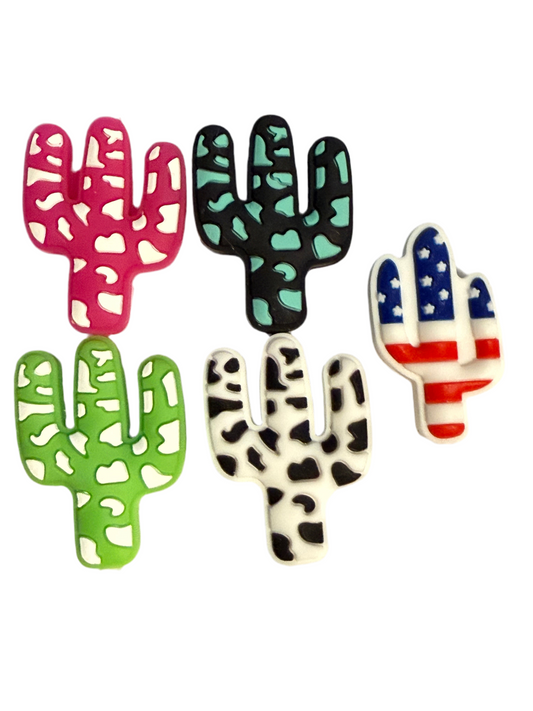 F/C26- (1)PC 1.1" Choose your color- Leopard OR Stripes Saguaro Cactus Focal Bead for DIY Keychains, Wristlets, Cup Charms, Car Charms ETC