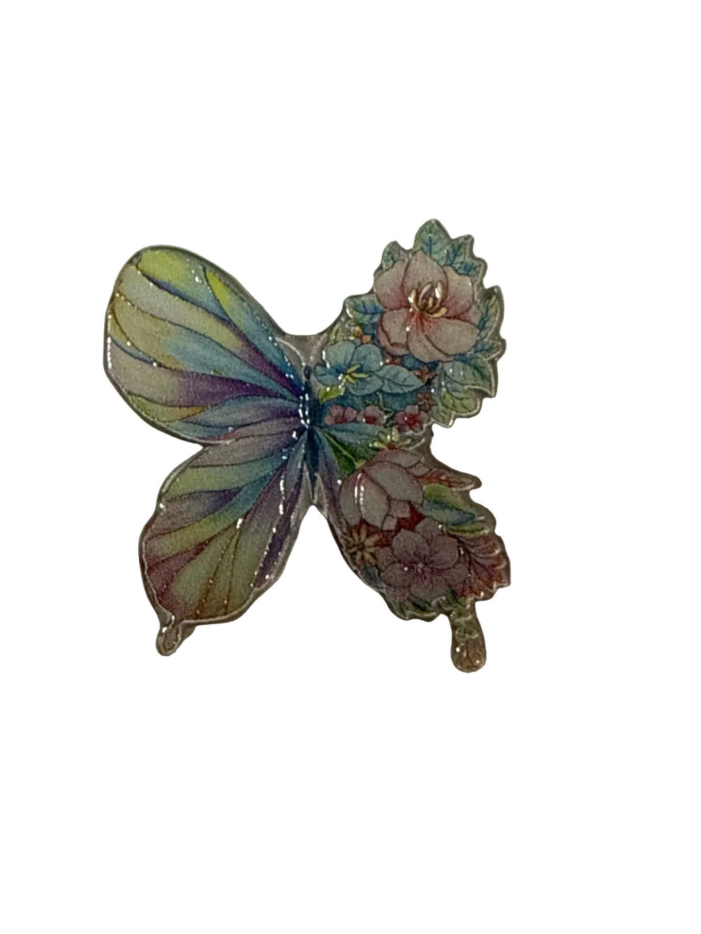 F/ACR15- (1)PC 1" Floral Pastel Butterfly Acrylic Focal Bead for DIY Pens, Keychains, Wristlets, Cup Charms, Car Charms ETC