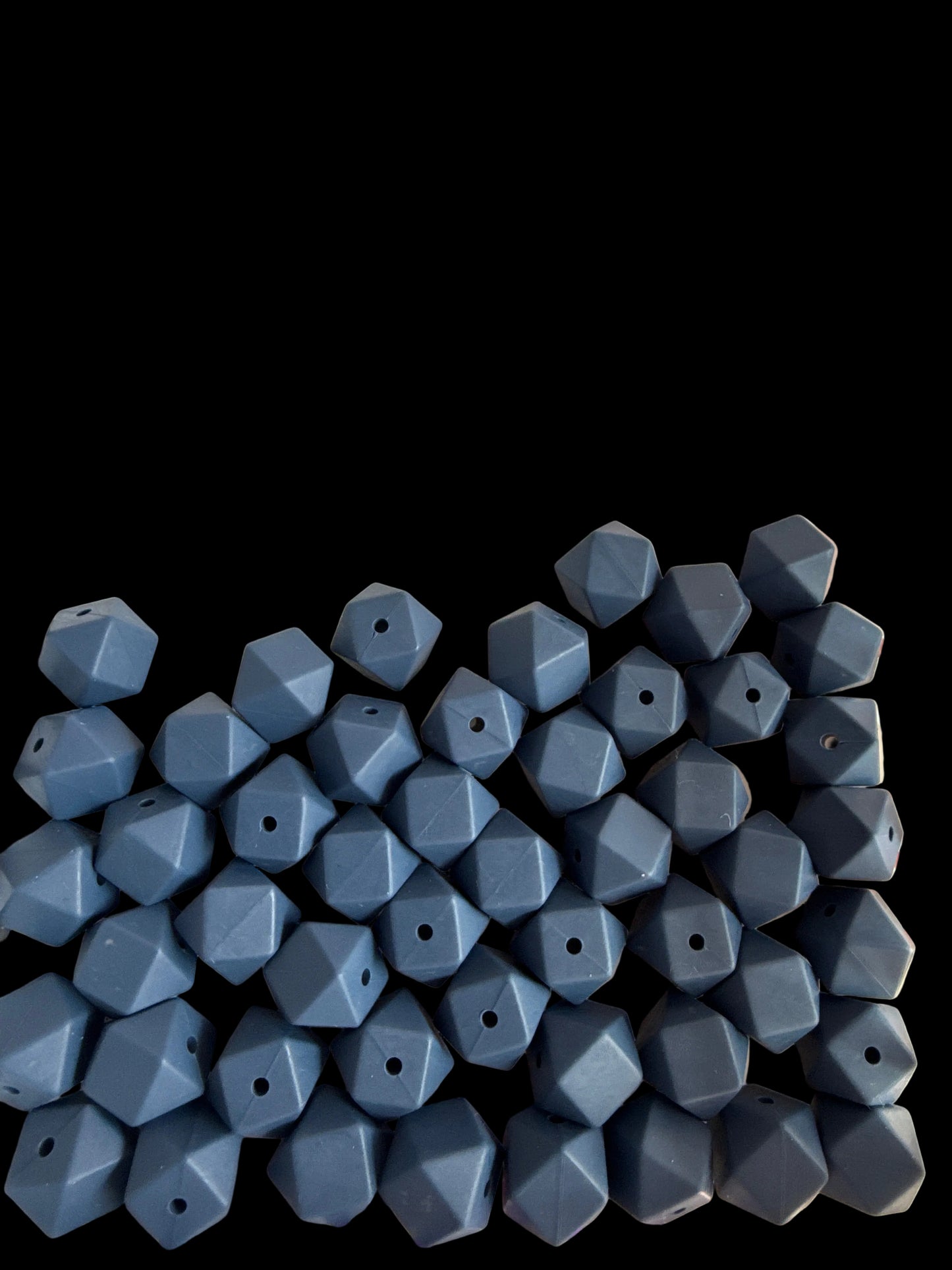 SILB24- (10PCS) 18mm Hexagon STEEL BLUE Color SILICONE beads for DIY