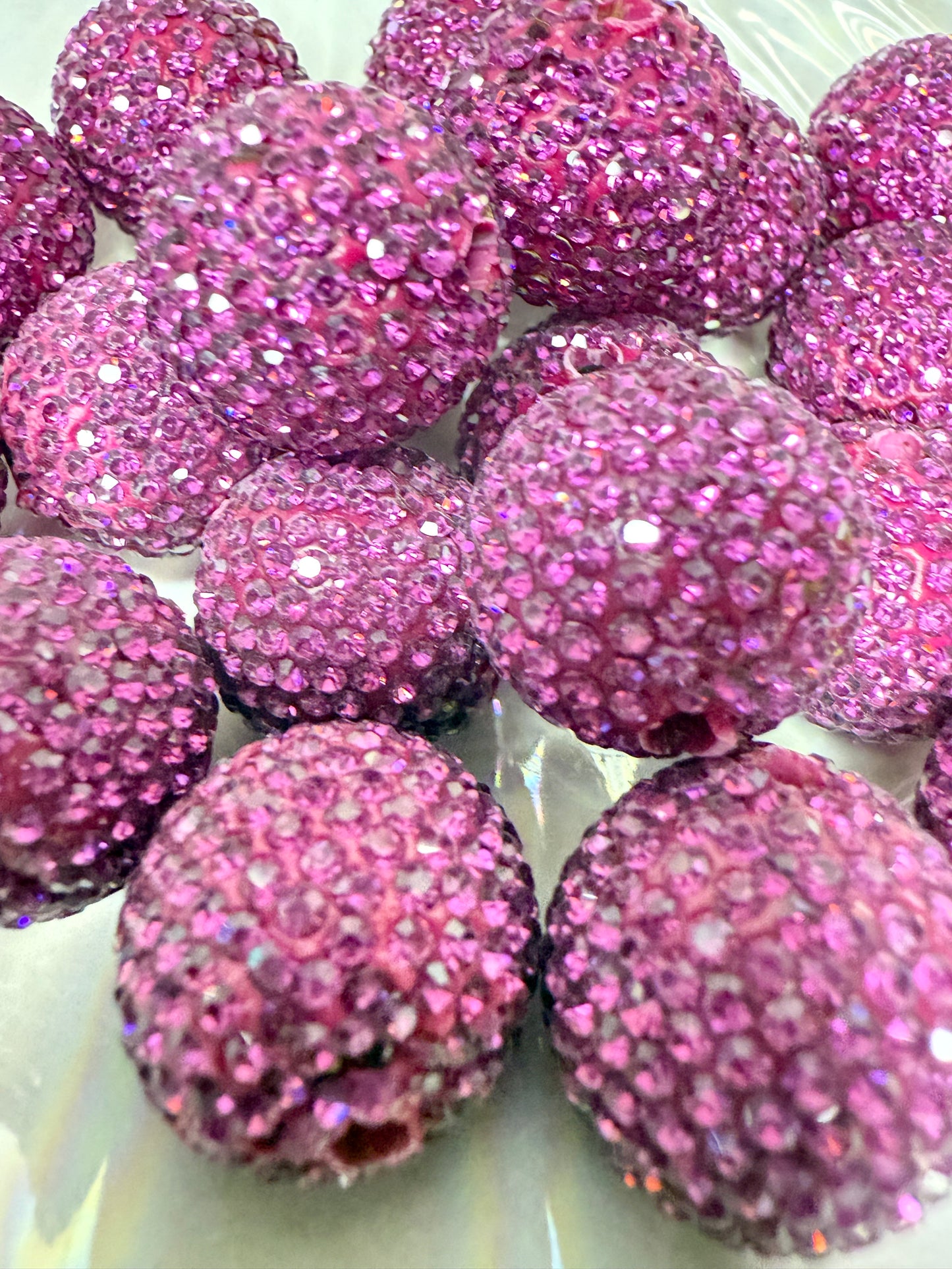 R38- (10PCS) 20mm Fuschia pave-rhinestones with Polymer Clay Core Beads for DIY