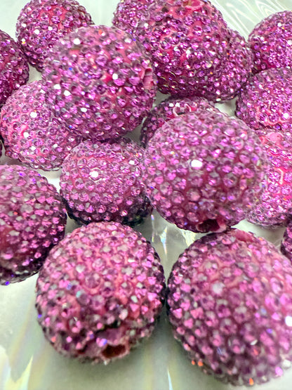 R38- (10PCS) 20mm Fuschia pave-rhinestones with Polymer Clay Core Beads for DIY