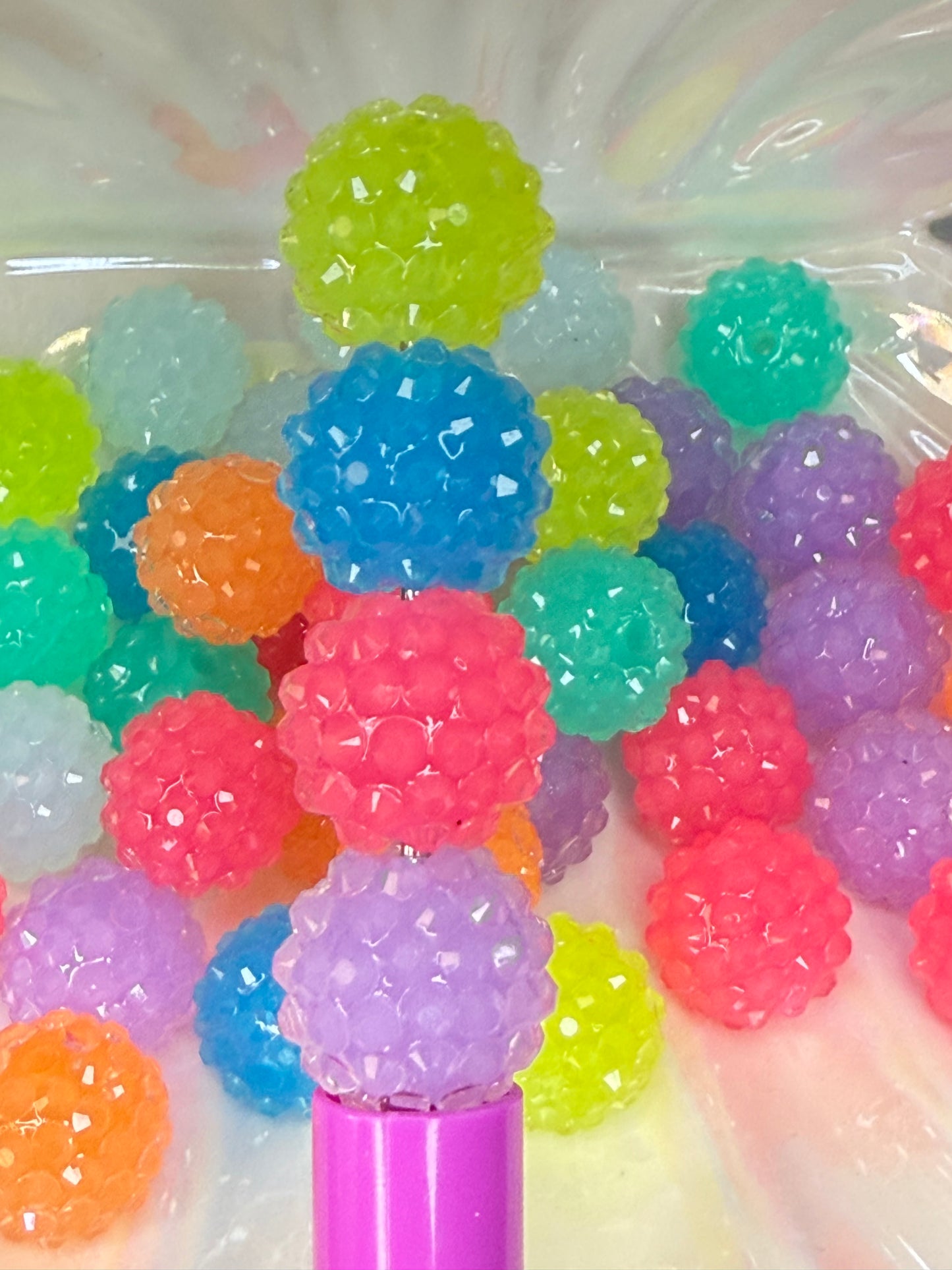 R1- (10PCS) 16mm Mixed Color Clear JELLY Dewdrop Bubblegum Acrylic RHINESTONE Beads for DIY