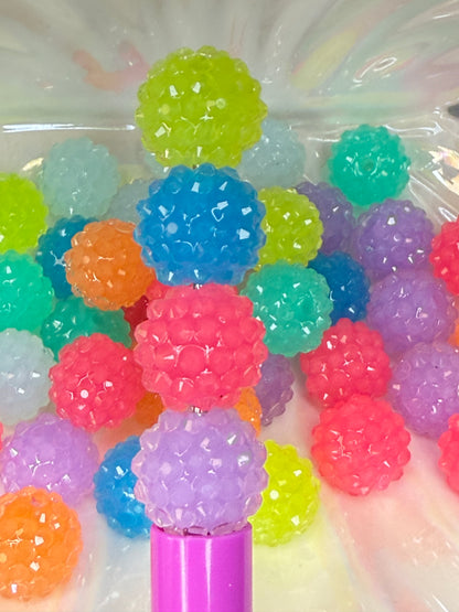 R1- (10PCS) 16mm Mixed Color Clear JELLY Dewdrop Bubblegum Acrylic RHINESTONE Beads for DIY