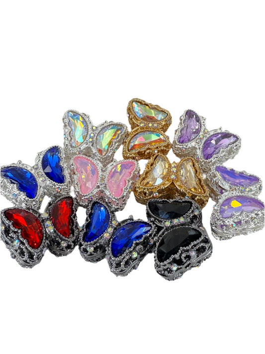 R96- (1PC) CHOOSE YOUR COLOR- High Quality ALLOY 28mm BUTTERFLY Fancy Rhinestone Gemstone Sparkle Crystal Elegant  Beads for DIY