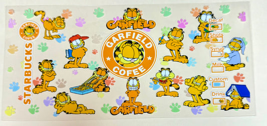 C504- (1PC) GARFIELD 16OZ UV DTF Transfer Wrap/Sticker for Cup/Tumbler