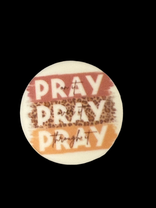 F/R4- (1)PC 1.1" PRAY on it PRAY over it PRAY through it Focal Bead for DIY Keychains, Wristlets, Cup Charms, Car Charms ETC