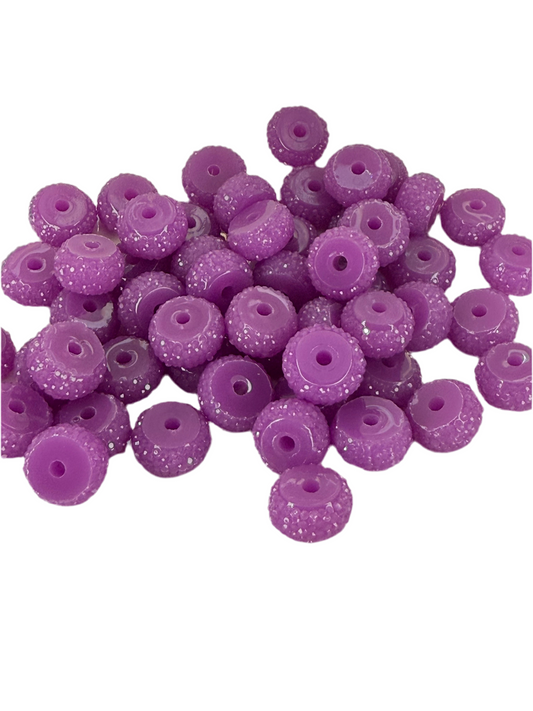 R61- (10PCS) 12mm LILAC Round Rondelle Style Spacer Plastic/Acrylic Beads for DIY