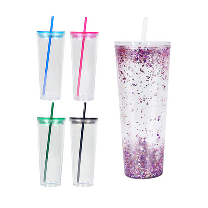 (1)- Personalized 24oz ACRYLIC Snow Globe Tapered Style Tumbler