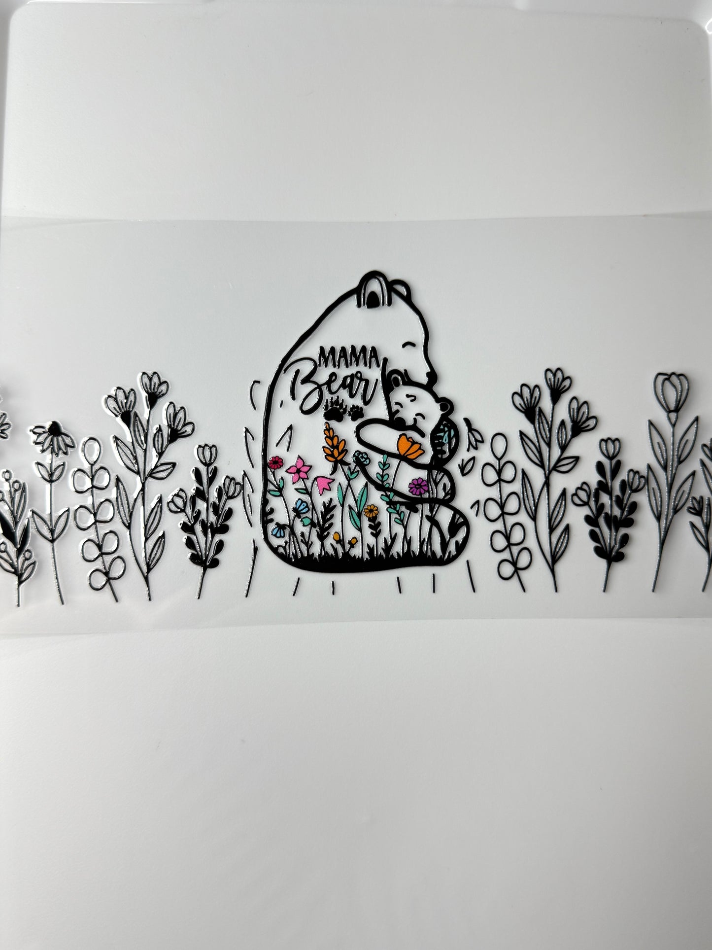 C27- MAMA Bear with flowers 16OZ UV DTF Transfer Wrap/Sticker for Cup/Tumbler