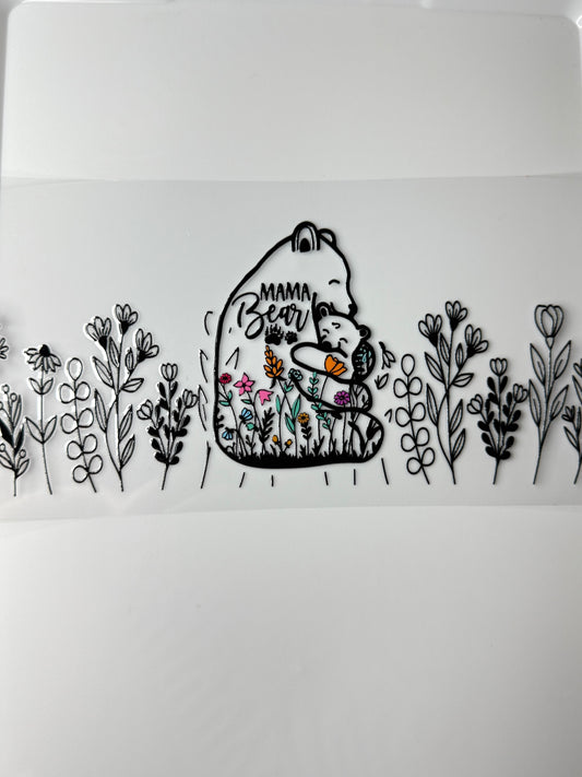 C27- MAMA Bear with flowers 16OZ UV DTF Transfer Wrap/Sticker for Cup/Tumbler