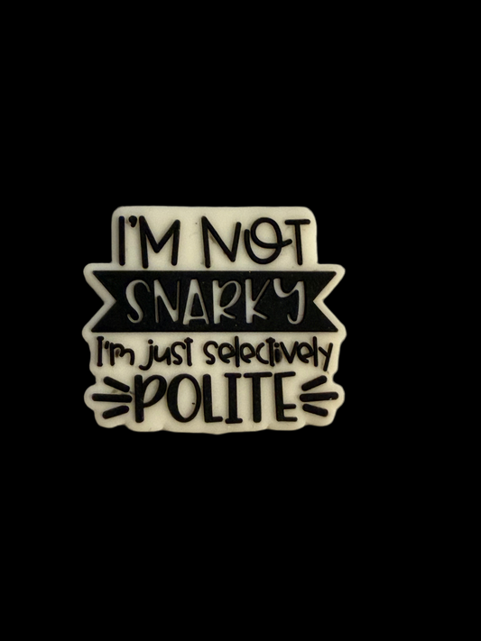 F/Q7- (1)PC 1.1" I'm not SNARKY I'm just Selectively POLITE Focal Bead for DIY Keychains, Wristlets, Cup Charms, Car Charms ETC