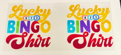 C416- (1PC) LUCKY BINGO SHIRT 16OZ UV DTF Transfer Wrap/Sticker for Cup/Tumbler