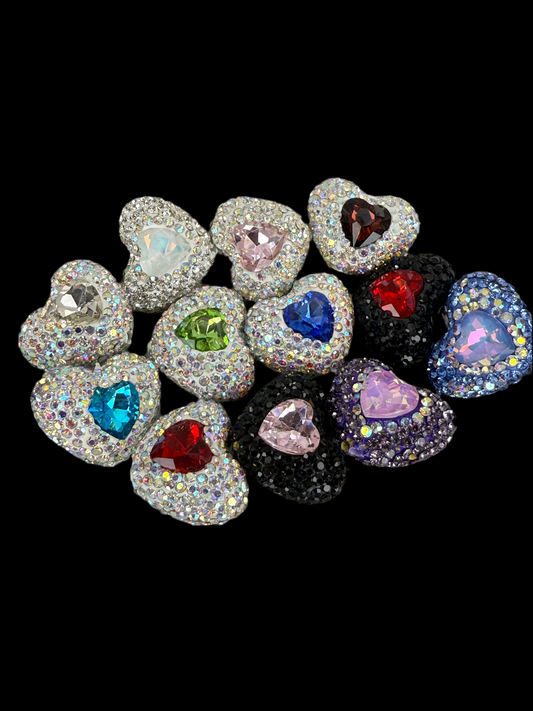 R50- (1PC) CHOOSE YOUR COLOR- High Quality 25mm HEART Pave-rhinestones with Polymer Clay Core Beads for DIY