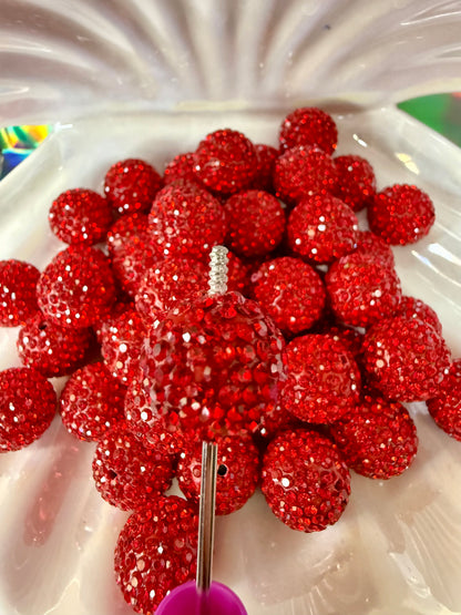 R9- (10PCS) 16mm Red Pave-rhinestones with Polymer Clay Core Beads for DIY