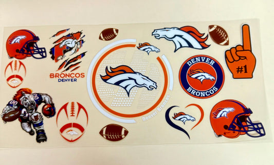 C310- (1PC) BRONCOS 16OZ UV DTF Transfer Wrap/Sticker for Cup/Tumbler