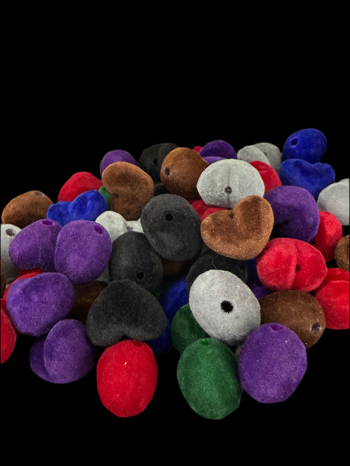 S1- (10PCS) 18mm Mixed Colors Fuzzy Flocked Velvet Soft Touch Heart Beads DIY