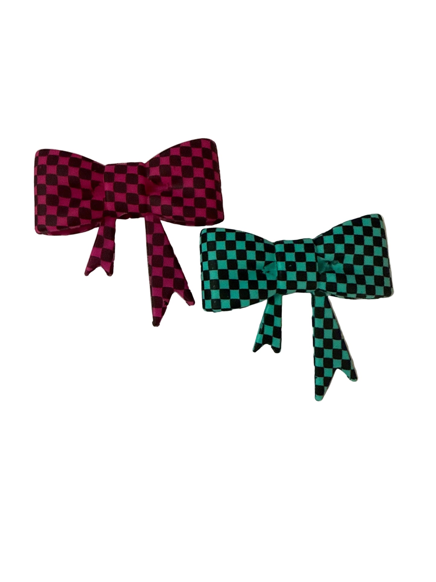 F/B55- (1)PC- Choose Your Color- Large Size 2.4” Checkered Bow Focal Bead For DIY