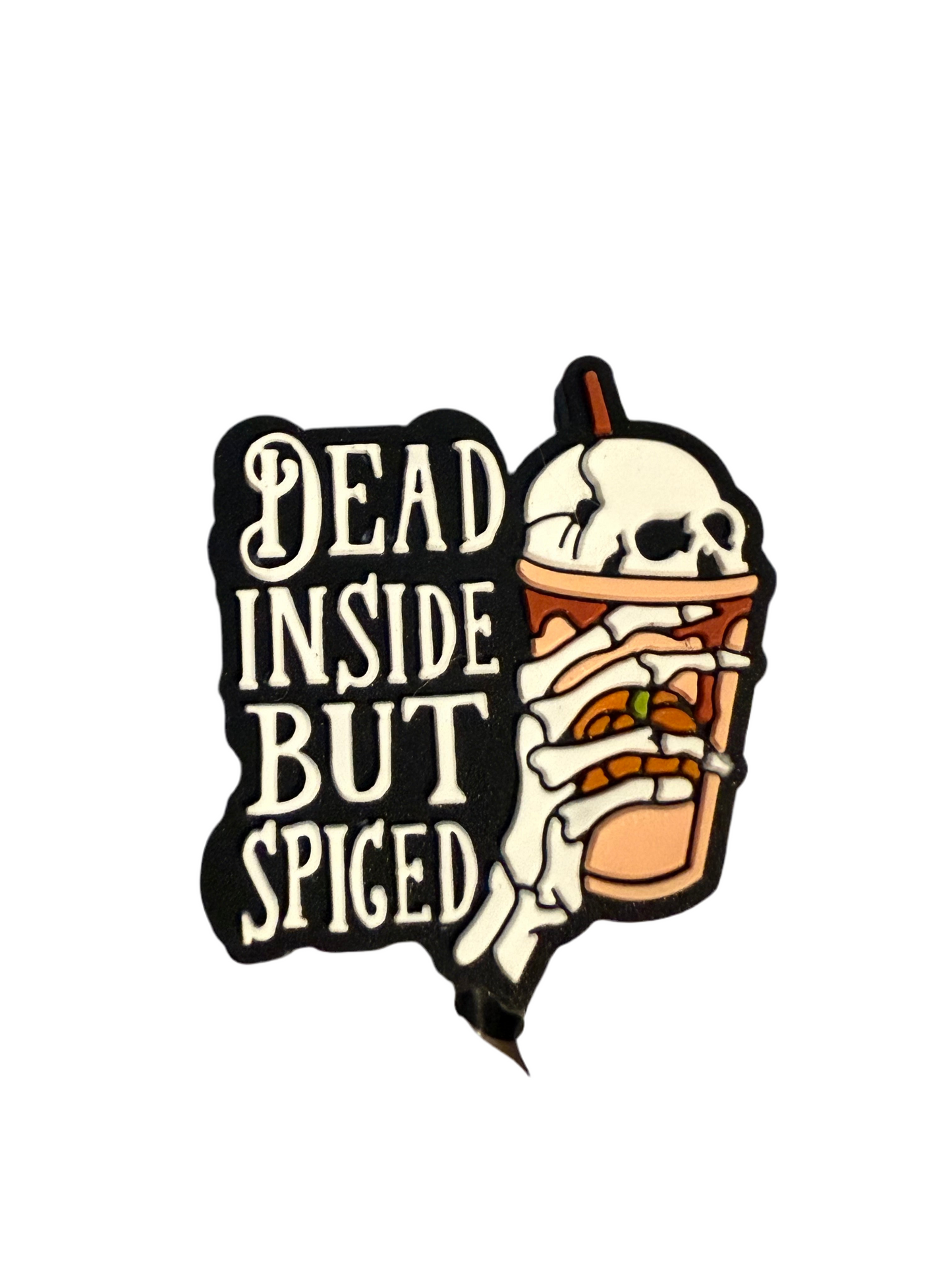 F/COF11 (1)PC 1.1" De@d inside but Spiced W/Skeleton Ice Coffee Focal Bead for DIY Keychains, Wristlets, Cup Charms, Car Charms ETC