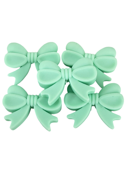 F11- (1)PC 1.1" Light Mint BOW Focal Bead for DIY Keychains, Wristlets, Cup Charms, Car Charms ETC