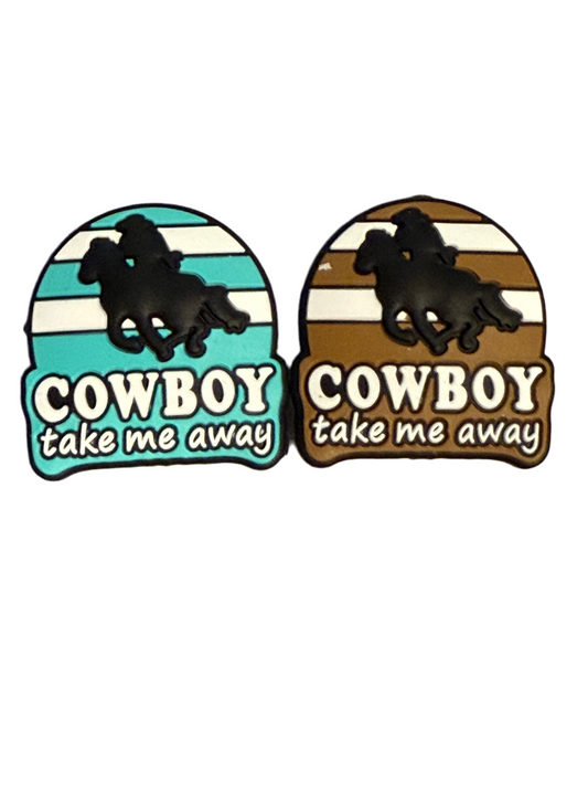 F/C28- (1)PC 1.1" Choose your color- Cowboy Take Me Away W/Horse Focal Bead for DIY Keychains, Wristlets, Cup Charms, Car Charms ETC