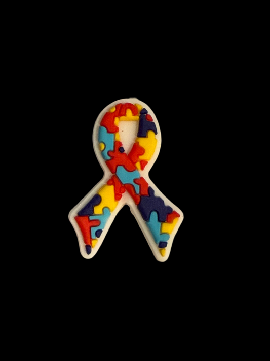 F/DX 7- (1)PC 1.2" Rainbow Puzzle Piece Ribbon Focal Bead for DIY Keychains, Wristlets, Cup Charms, Car Charms ETC