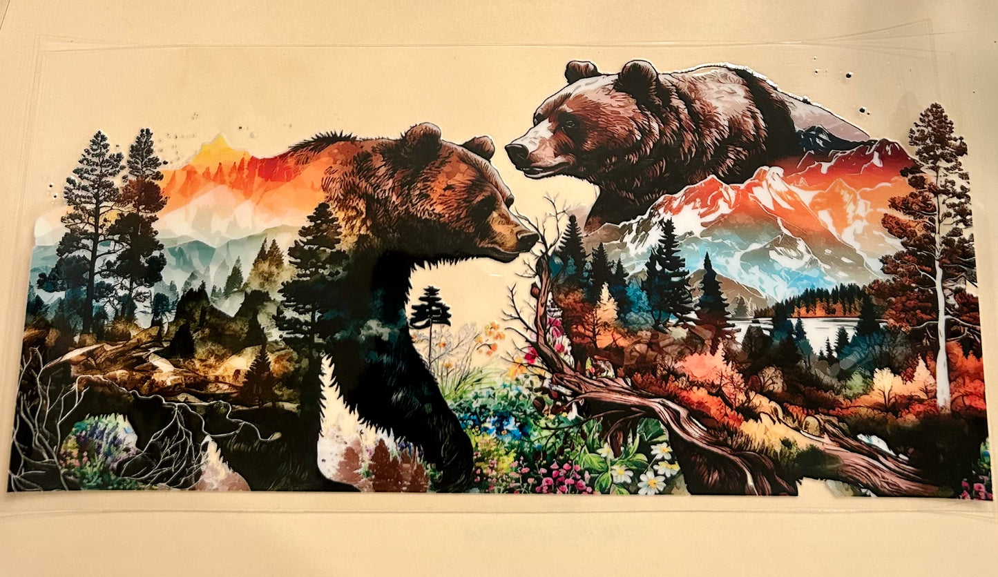 C259- (1PC) BEARS/MOUNTAINS 16OZ UV DTF Transfer Wrap/Sticker for Cup/Tumbler