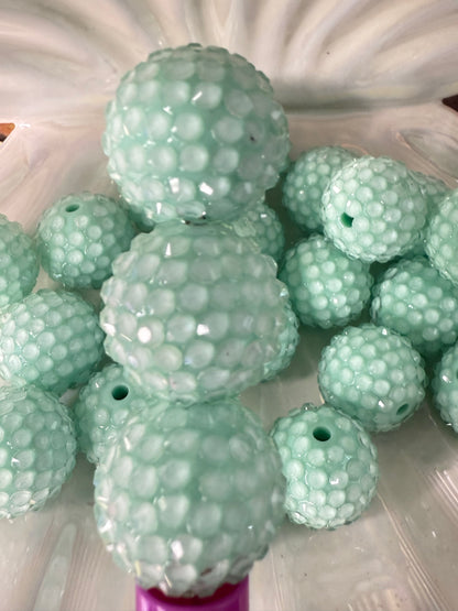 R32-MINT GREEN (5PCS) 20mm Clear Jelly Bubblegum Acrylic Rhinestone Beads for DIY