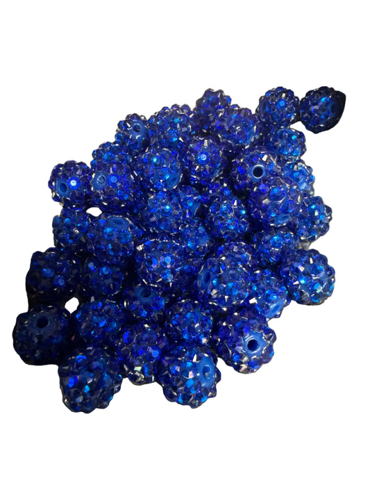 R165- (10PCS) 11mm ROYAL BLUE Acrylic Rhinestone Beads For DIY