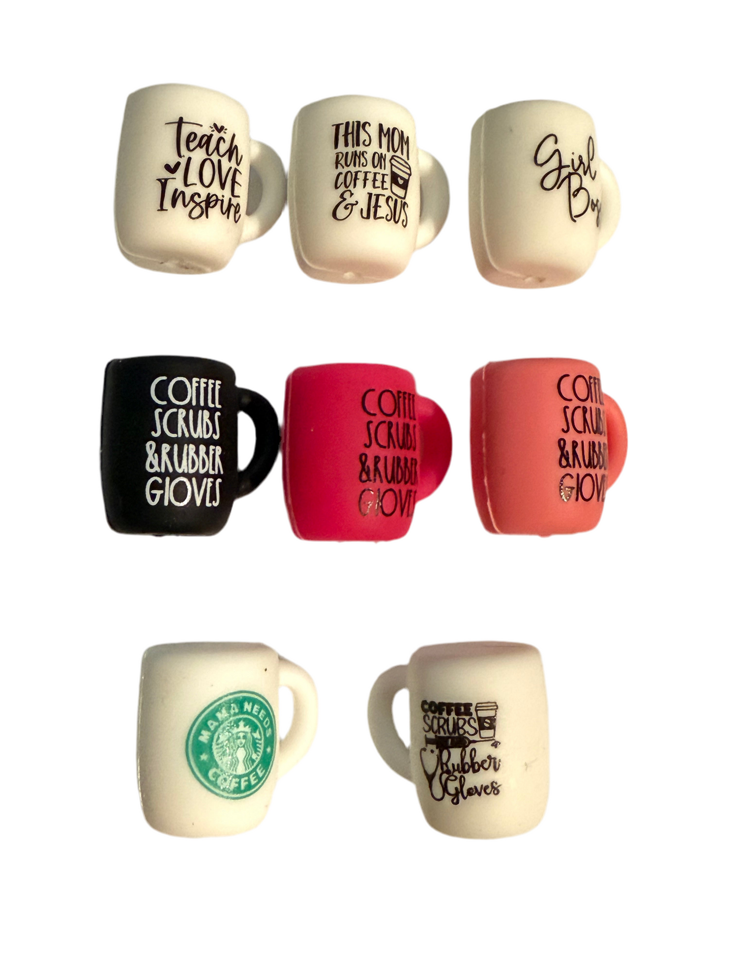 F/COF19 (1)PC 0.80" Choose Your Quote Coffee Mug Focal Bead for DIY Keychains, Wristlets, Cup Charms, Car Charms ETC